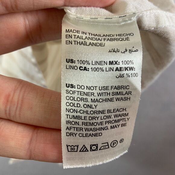 Chicos 100% Linen Womens Striped Button Top Sz 8/10P Coastal Travel Nautical - Picture 9 of 10